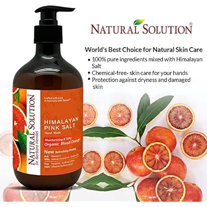 Natural Solution BLOOD ORANGE AND HIMALAYAN PINK SALT LIQUID HAND SOAP BY DR BARBARA HENDEL- 14 OZ - Image 2